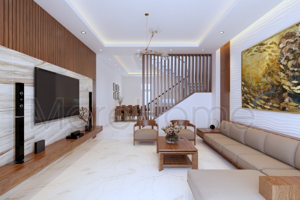 Thiết kế nhà phố hiện đại với gỗ tự nhiên tại Thủ Đức