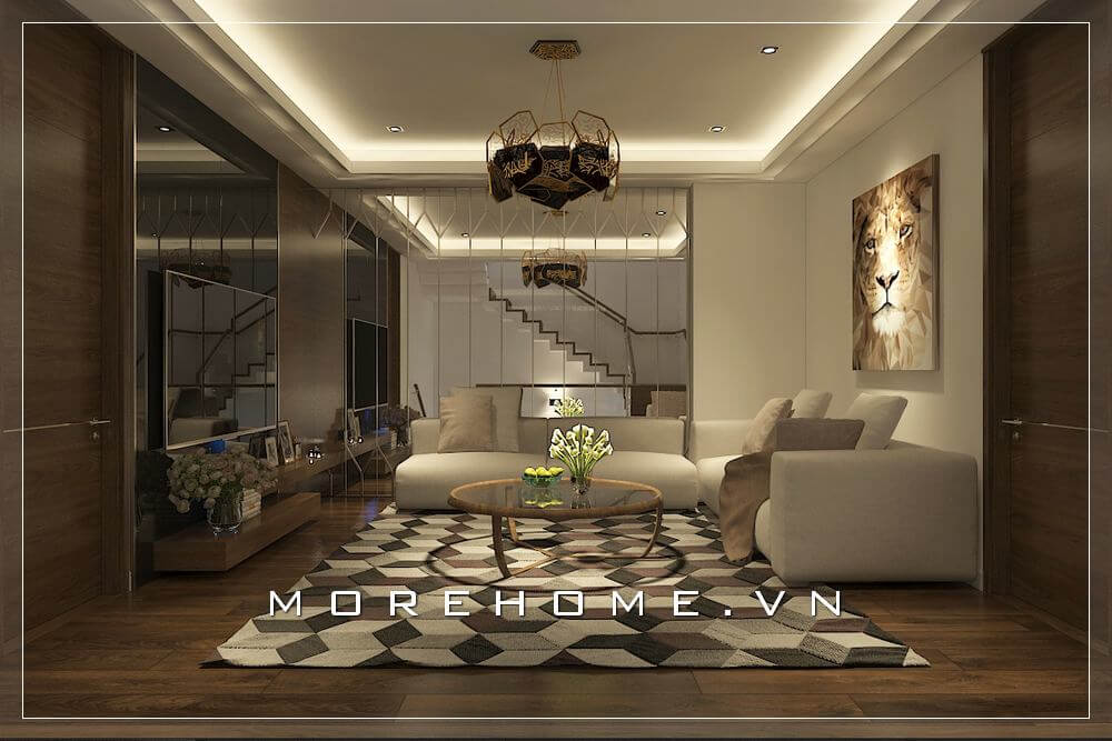 Thiết kế nội thất phòng khách nhà phố phong cách hiện đại, thoải mái và sang trọng