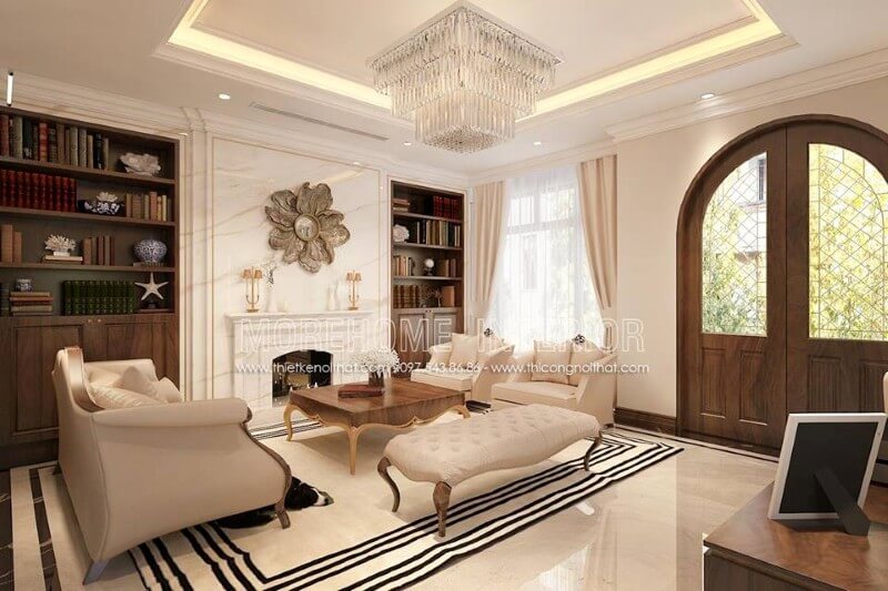 Trang trí nội thất phòng khách biệt thự cao cấp phong cách tân cổ điển sang trọng Mẫu nội thất biệt thự tân cổ điển đẹp