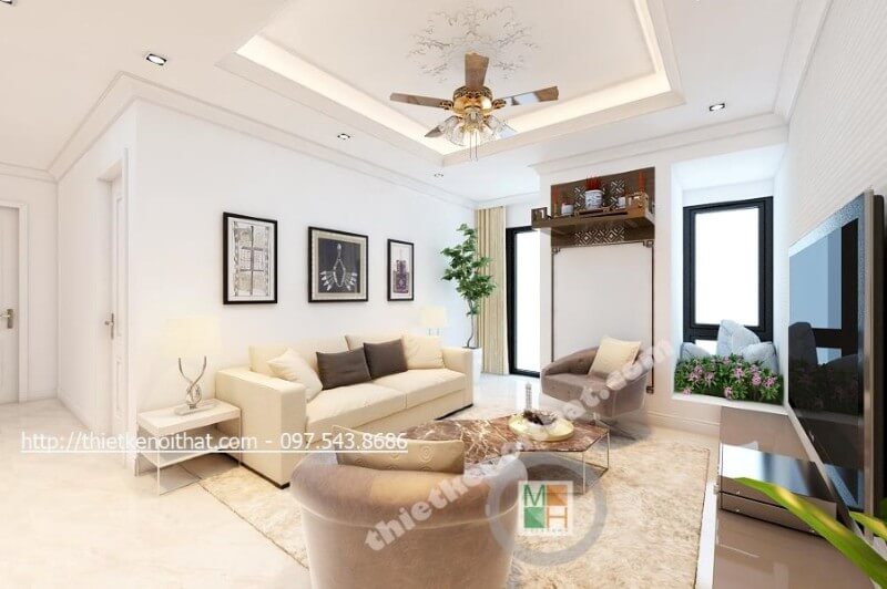Phòng khách chung cư diện tích nhỏ, hay phòng khách hẹp một chiều thì lựa chọn những bộ sofa bọc da hiện đại Thiết kế phòng khách chung cư hiện đại