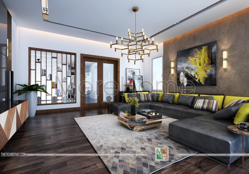 Mẫu sofa hiện đại bọc da với gam màu xám cho phòng khách giảm bớt được lượng ánh sáng từ ngoài, giúp chung hòa được không gian trong phòng Ấn tượng các mẫu sofa phòng khách độc đáo nhất