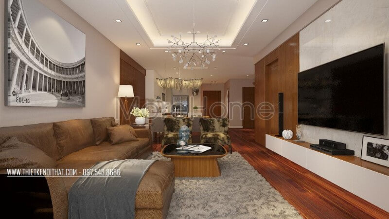 Morehome gợi ý các mẫu thiết kế đá ốp tường phòng khách sang trọng