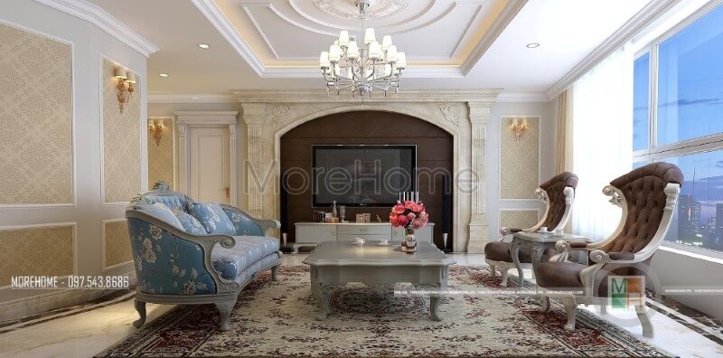Morehome gợi ý các mẫu thiết kế đá ốp tường phòng khách sang trọng