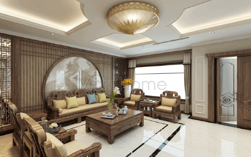 Morehome gợi ý các mẫu thiết kế đá ốp tường phòng khách sang trọng