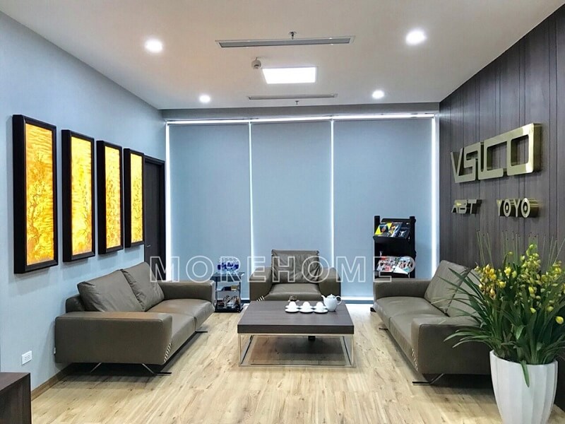 Bộ sofa bọc da cao cấp màu xám mang đến vẻ đẹp sang trọng, lịch sự cho văn phòng giám đốc Bộ sofa màu xám thanh lịch và sang trọng
