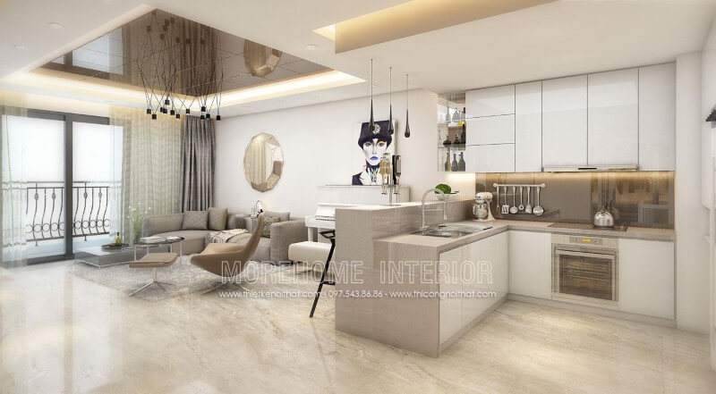 Tủ bếp màu trắng