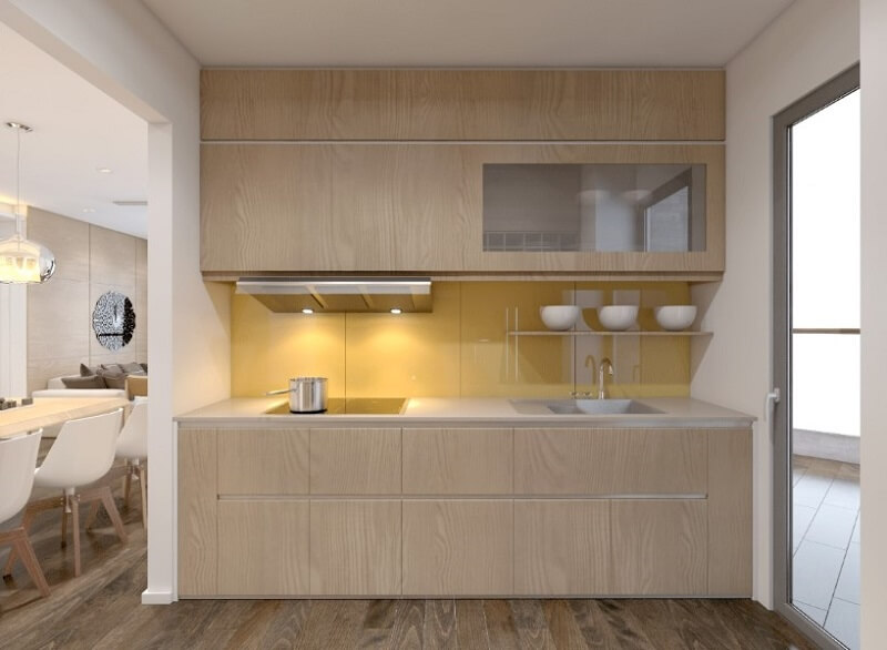 Hệ tủ bếp chung cư đẹp sử dụng gỗ công nghiệp An Cường được yêu thích tại MoreHome Tủ bếp acrylic