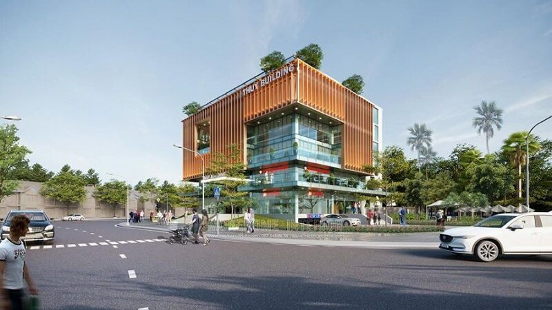 Mẫu thiết kế kiến trúc toàn nhà văn phòng và thương mai tại tp.Vinh