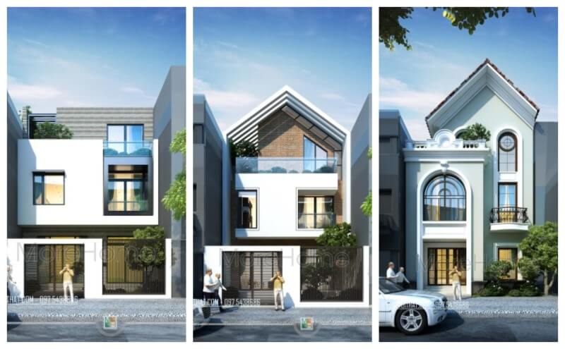 Thiết kế kiến trúc nhà phố 3 tầng hiện đại, tân cổ điển, mái thái đẹp tại hải phòng