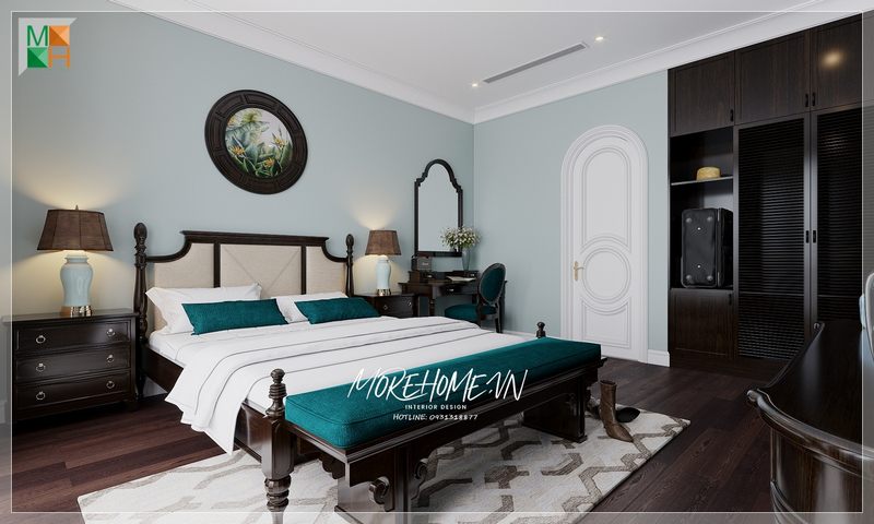 Cửa phòng ngủ màu trắng hình vòm tạo nên một không gian đẹp mắt và làm cho người nhìn cảm thấy thích thú.
