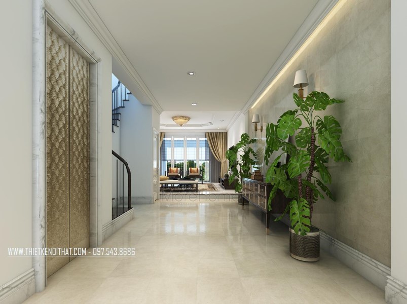Thiết kế kiến trúc nội thất nhà ống 5 tầng kiểu Pháp