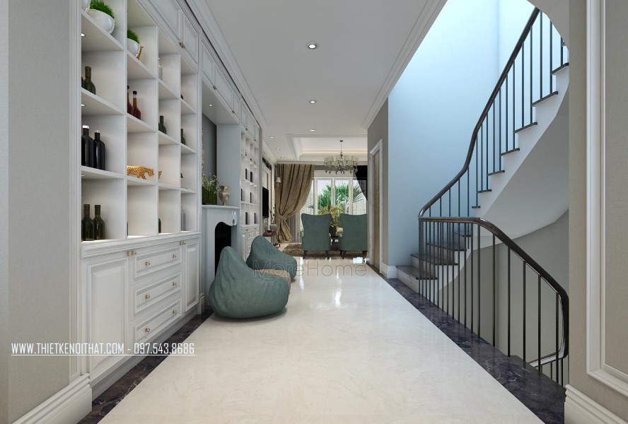 Thiết kế kiến trúc nội thất nhà ống 5 tầng kiểu Pháp
